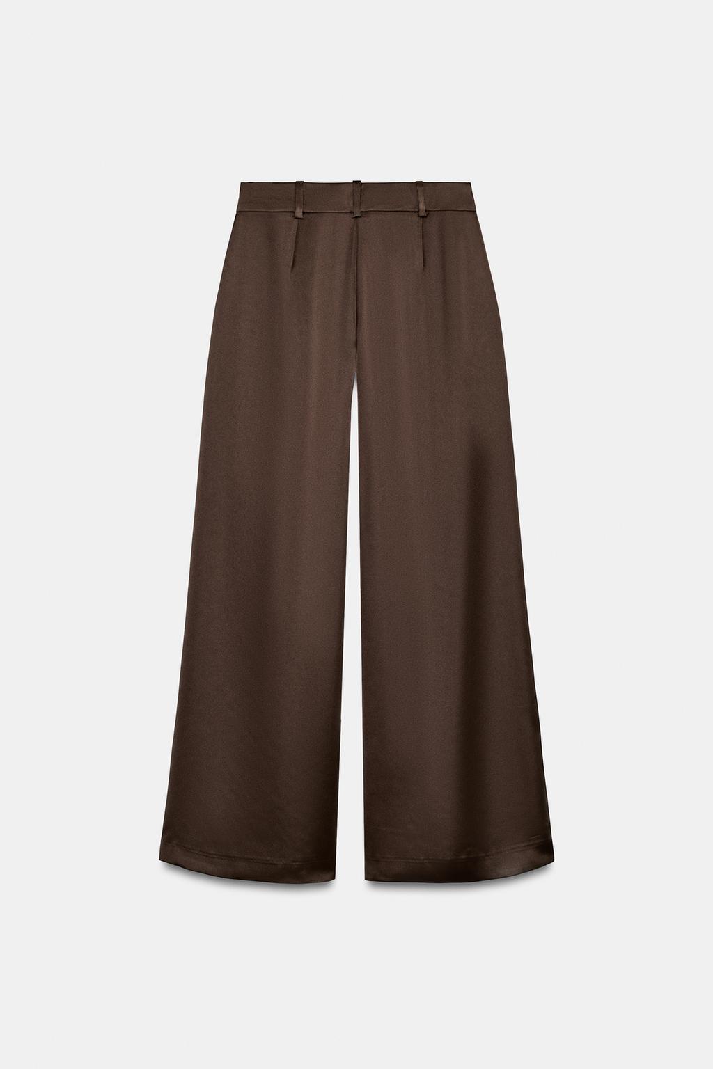 FLOWING SATIN PLEATED TROUSERS