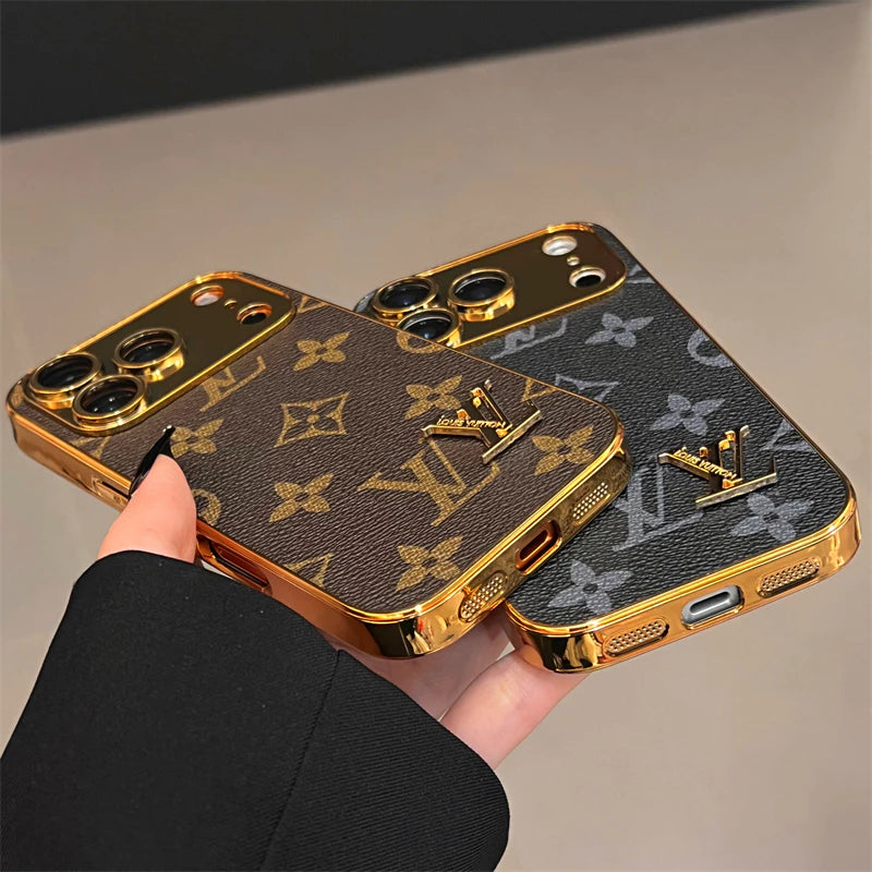 Luxury Gold-Frame Patterned Phone Case
