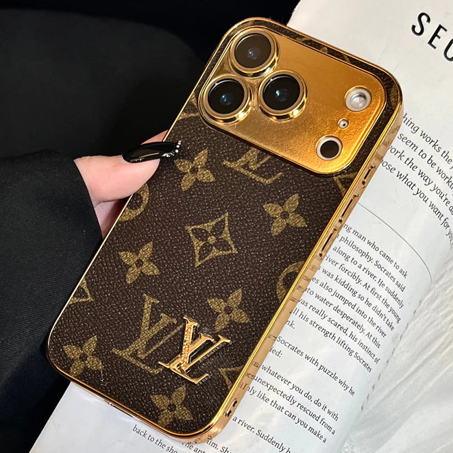 Luxury Gold-Frame Patterned Phone Case