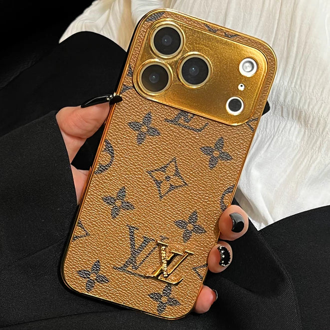 Luxury Gold-Frame Patterned Phone Case