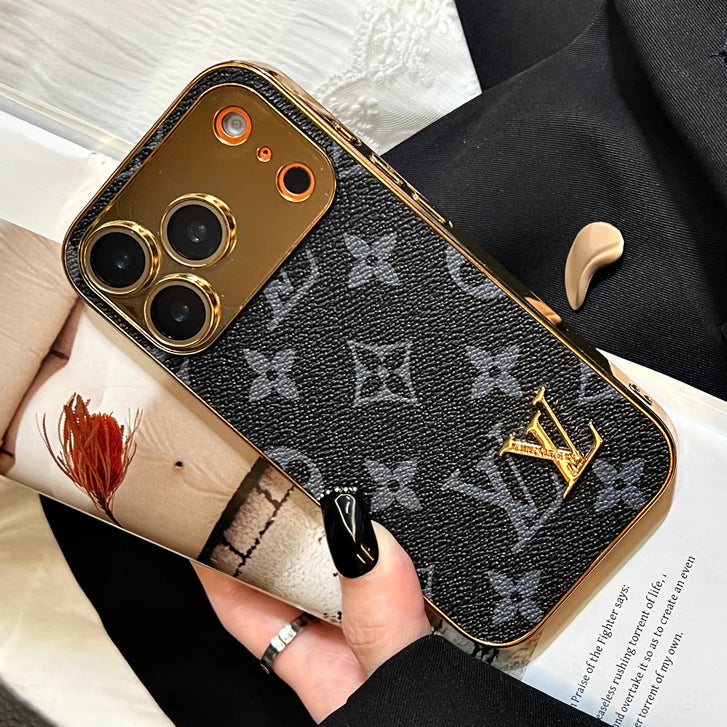 Luxury Gold-Frame Patterned Phone Case