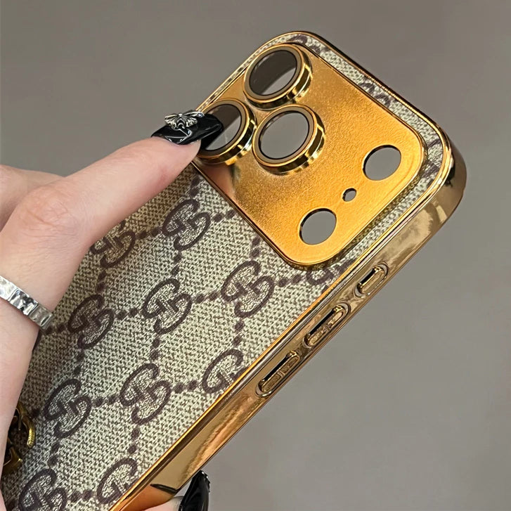 Luxury Gold-Frame Patterned Phone Case