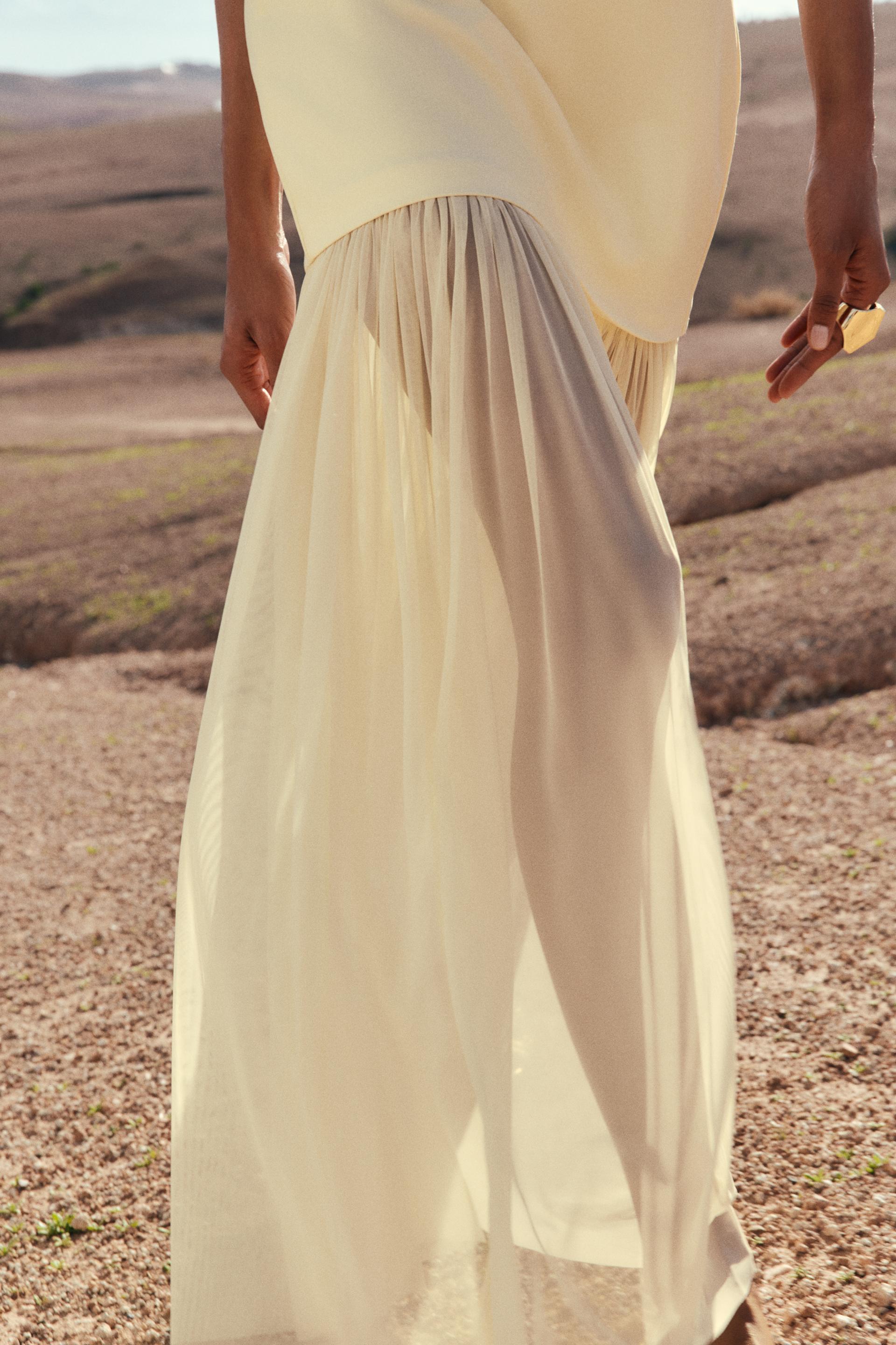 CONTRASTING BANDEAU MIDI DRESS