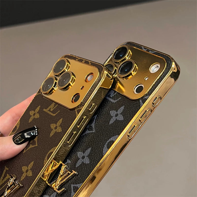 Luxury Gold-Frame Patterned Phone Case