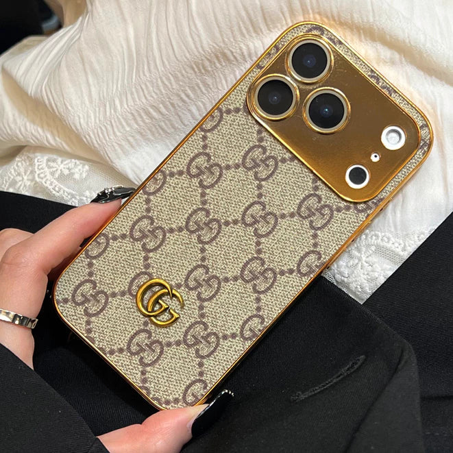 Luxury Gold-Frame Patterned Phone Case