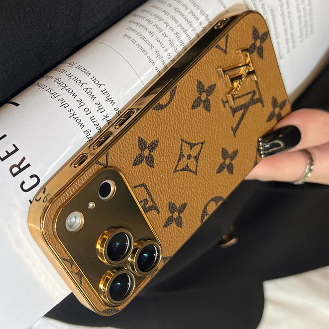 Luxury Gold-Frame Patterned Phone Case